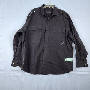 Rocawear Y2K Hip Hop Long Sleeve Button Shirt Embroidered Pyramid Logo Mens 2X